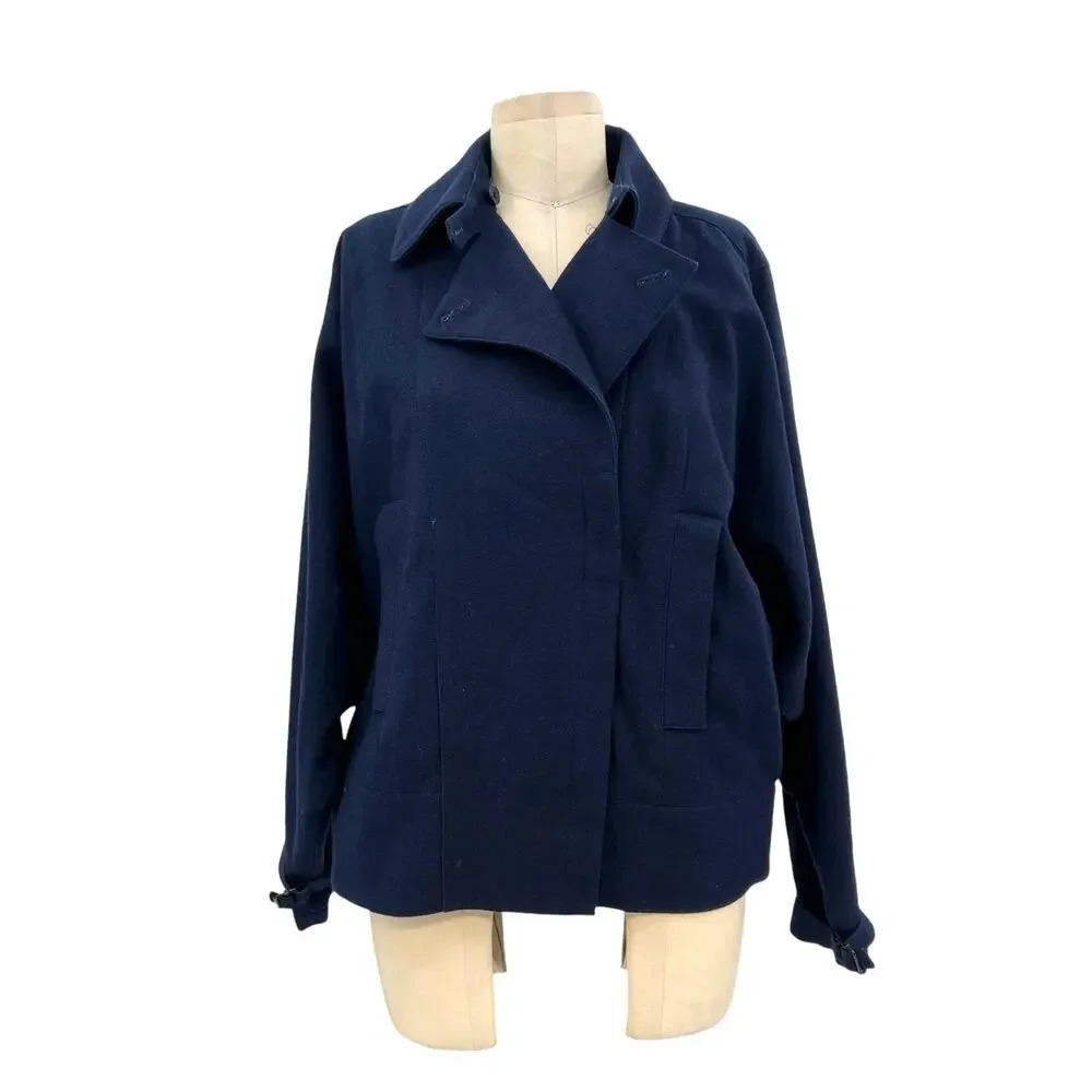 MM6 Maison Martin Margiela Navy Blue Cotton Wool Blend Jacket Size 42 US 6